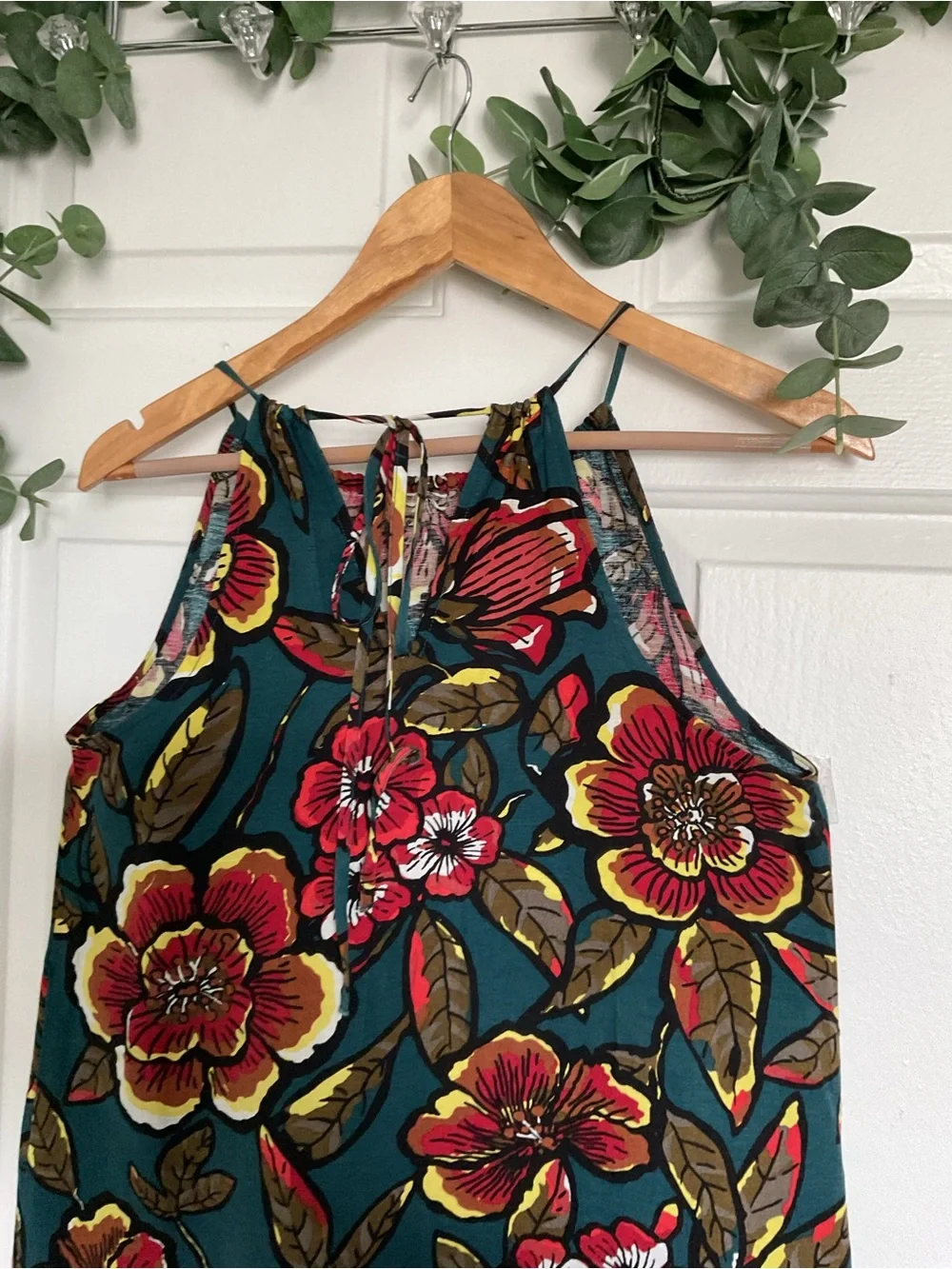 LOFT Teal Floral Halter Maxi Dress - Picture 5 of 7